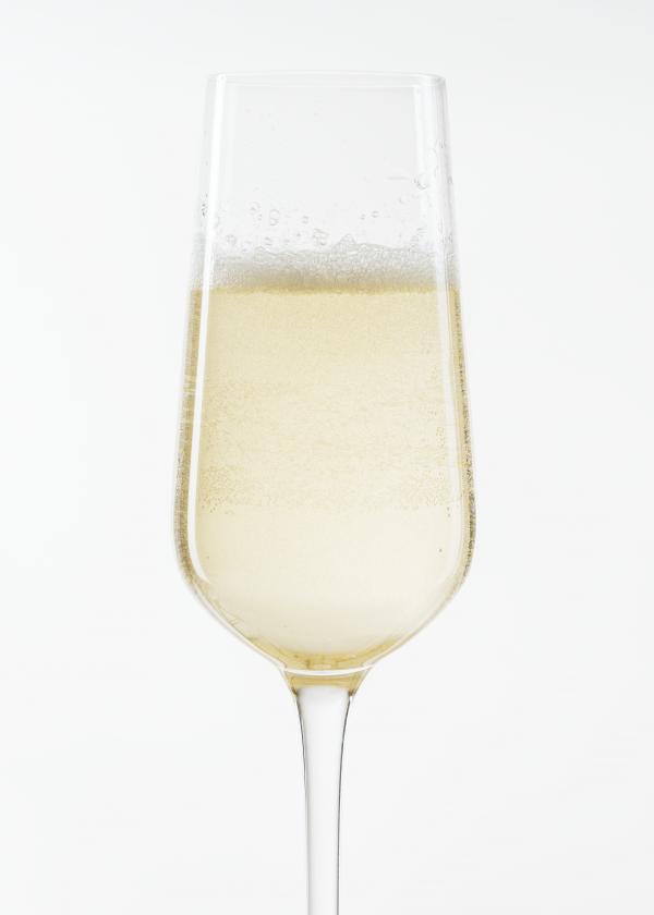 white sparkling wine glass closeup