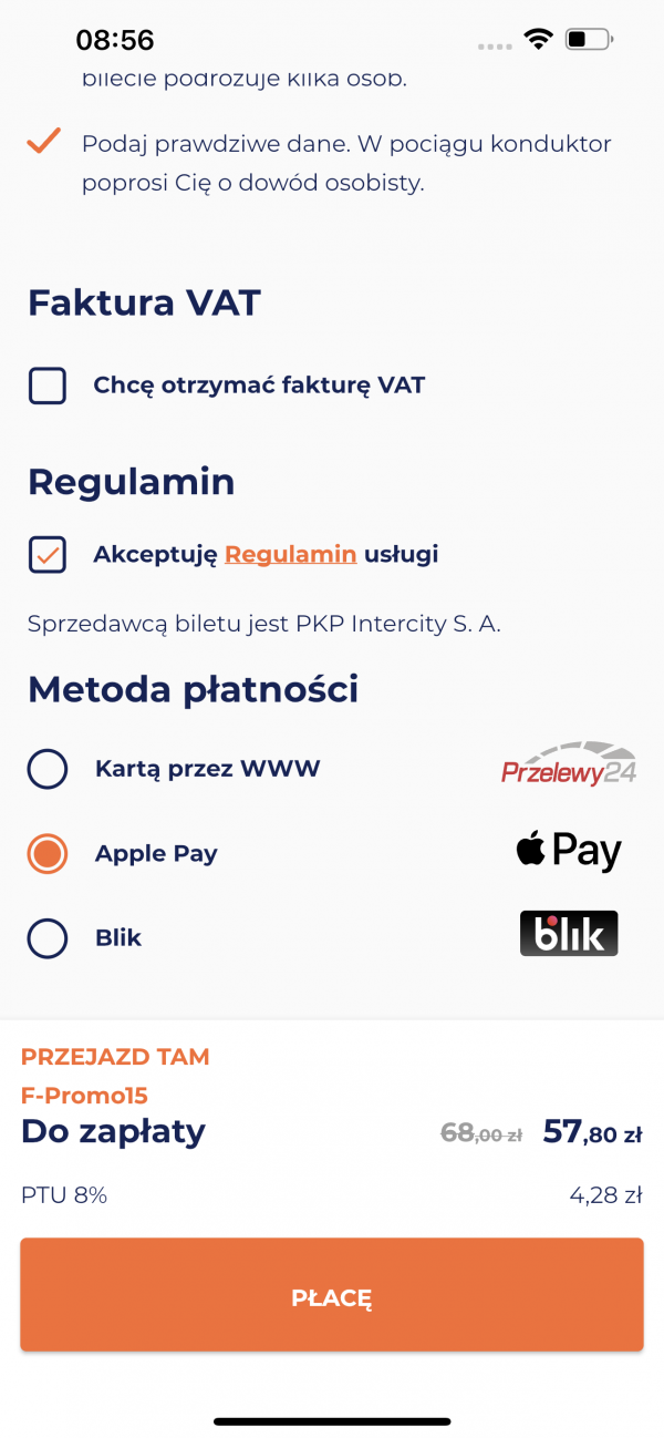 Apple Pay PKP Intercity